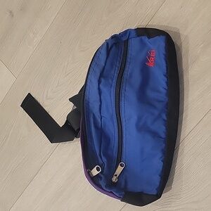Retro REI Nylon Fanny Pack Blue Purple Black
